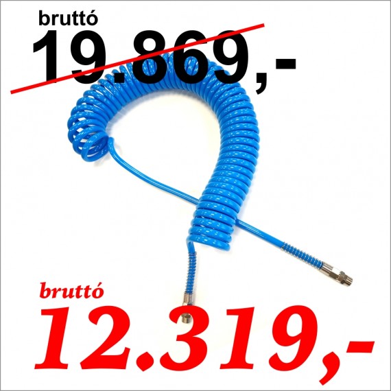 PU spiráltömlő 5x8 10 m 1/4" forgó csavarzattal