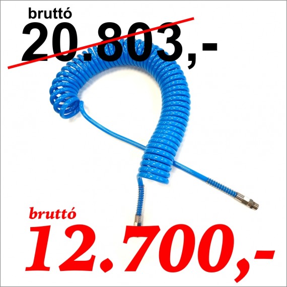 PU spiráltömlő 5x8 15 m 1/4" forgó csavarzattal