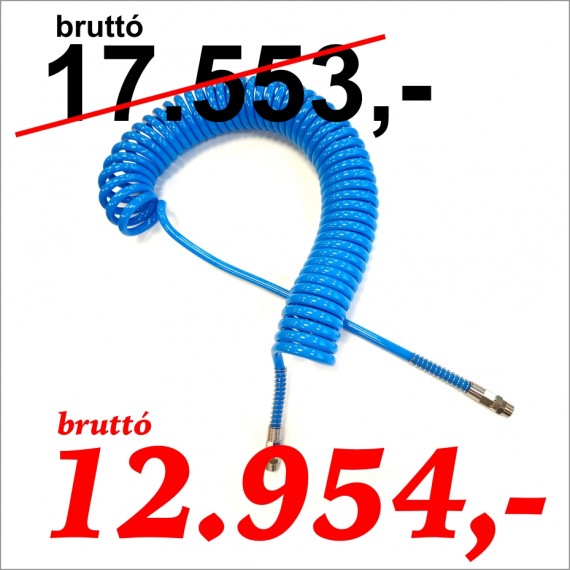 PU spiráltömlő 6,5x10 7,5 m 1/4" forgó csavarzattal