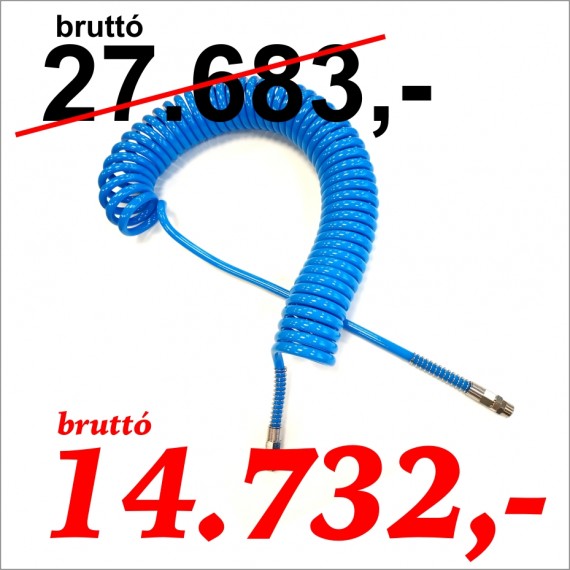 PU spiráltömlő 6,5x10 10 m 1/4" forgó csavarzattal